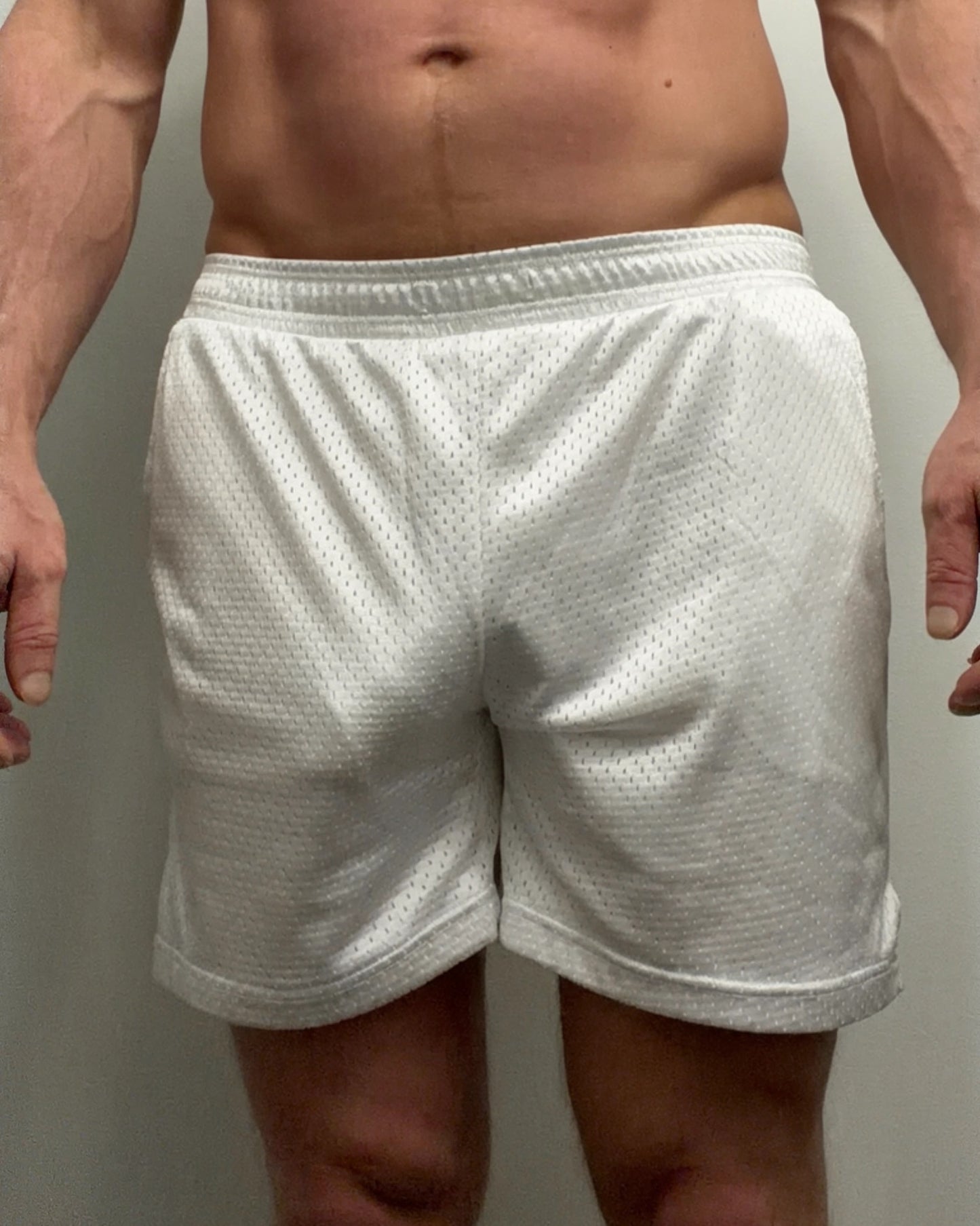 White Mesh Gym Shorts - Freshly Worn